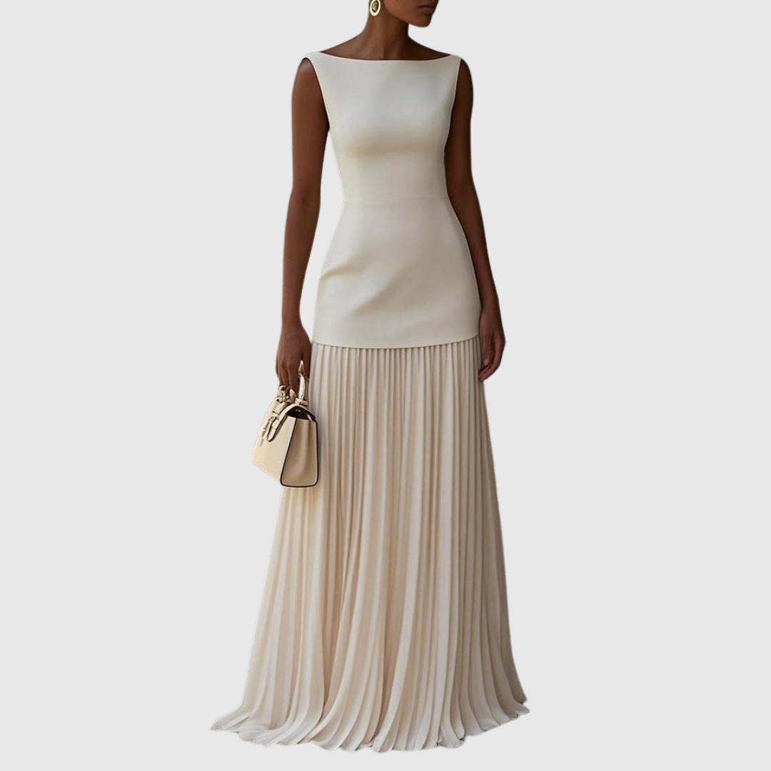 Rowina | Elegant Sleeveless Dress with Flowing Pleats