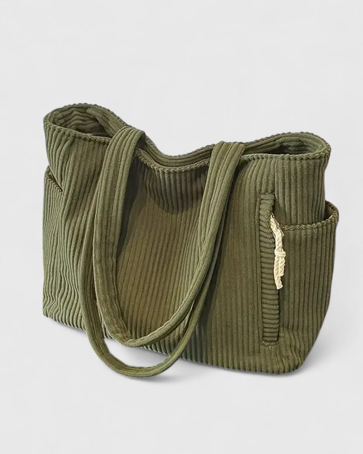 Liorane Luxurious Ribbed Tote Bag with Cord Detailing