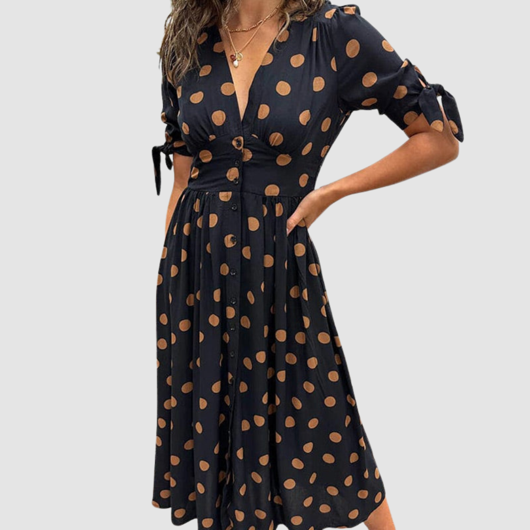 Sophisticated Polka Dot Dress - Timeless Elegance