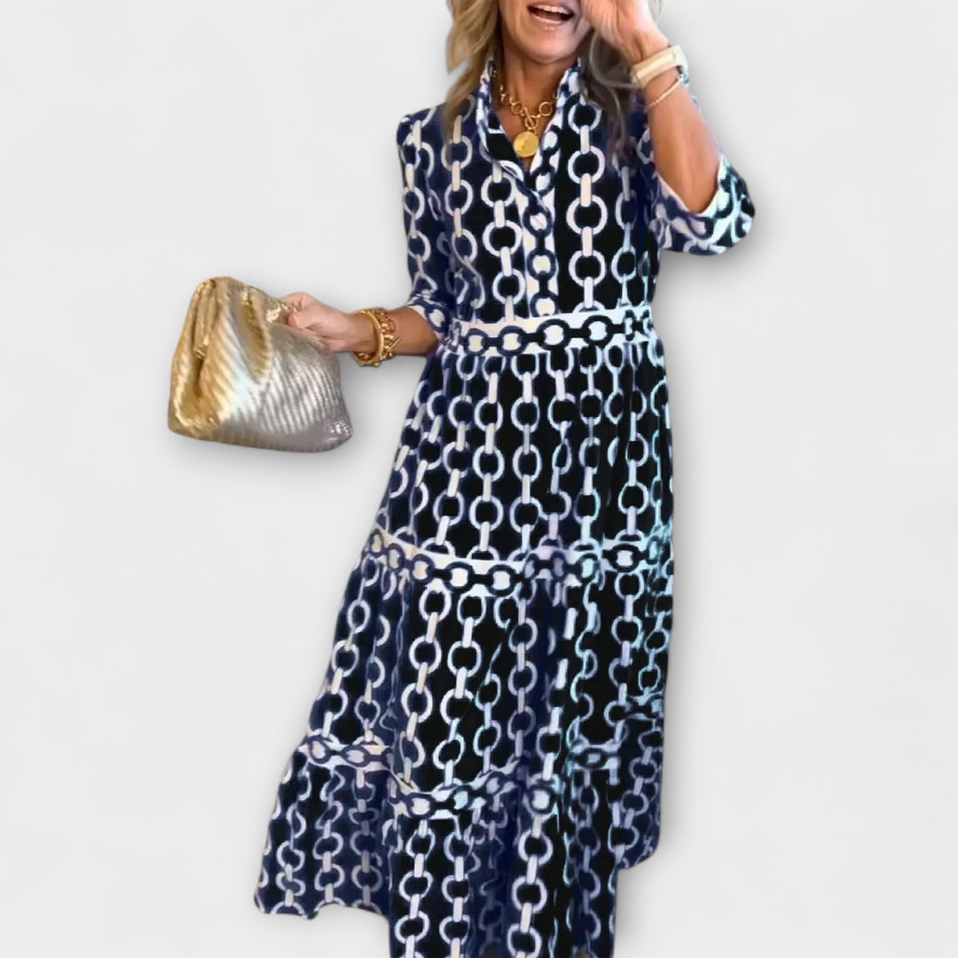 Chain-Print Midi Dress