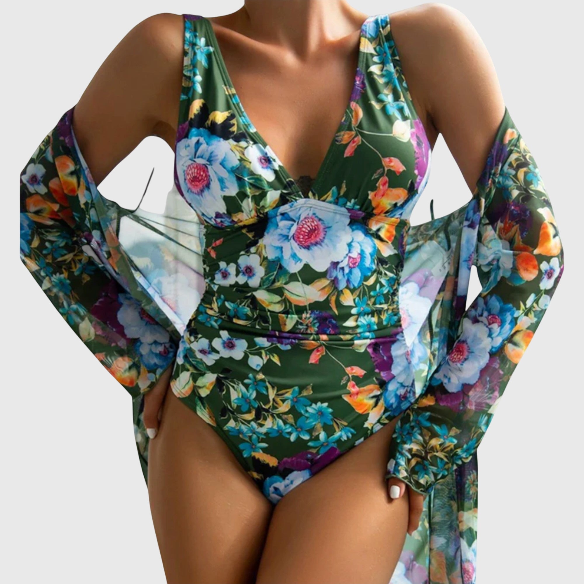 Elizabeth Women's Floral Print Summer Swimsuit Set – Vibrant Bloom Swimwear for Sunny Days