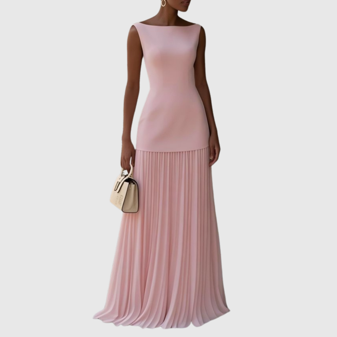 Rowina | Elegant Sleeveless Dress with Flowing Pleats