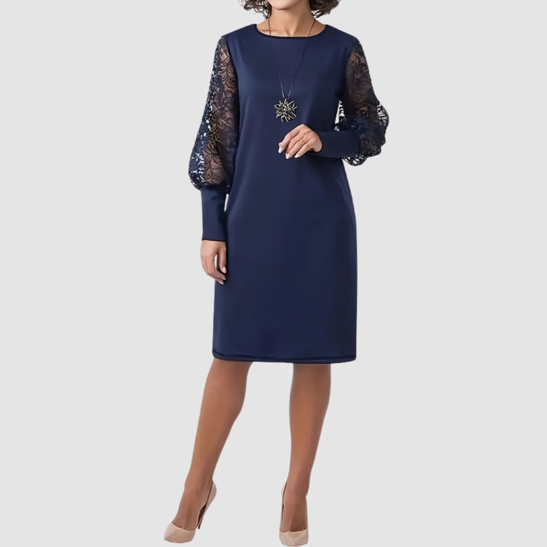 Exquisite Floral Lace-Trim Dress