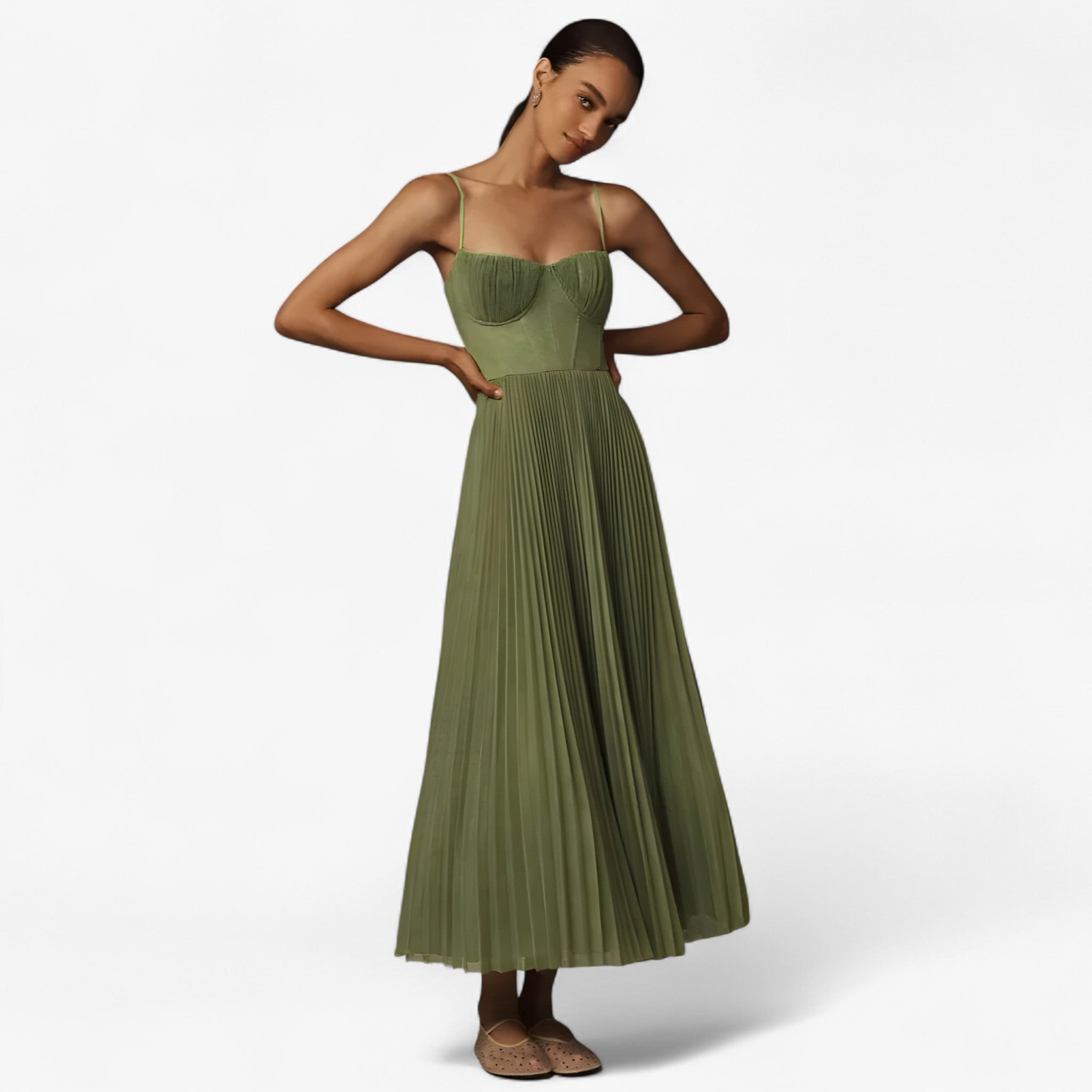 Bealyn | Midi dress with lovely pleats and a flattering body-hugging fit