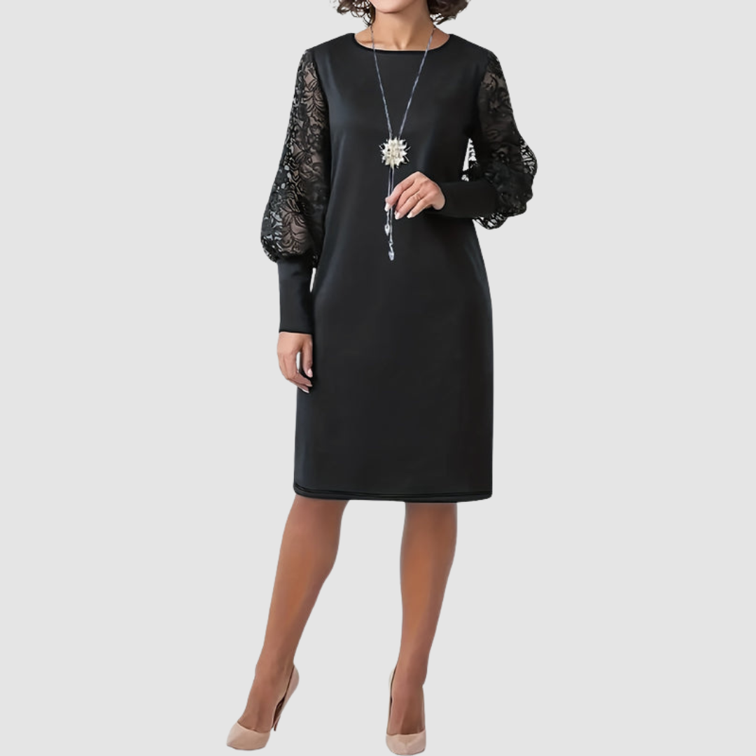 Exquisite Floral Lace-Trim Dress