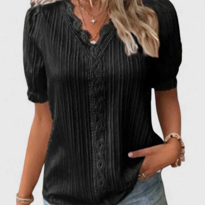 Avienne | Elegant V-Neck Blouse for Effortless Style