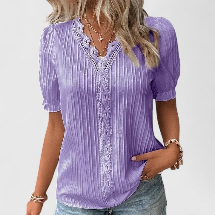 Avienne | Elegant V-Neck Blouse for Effortless Style