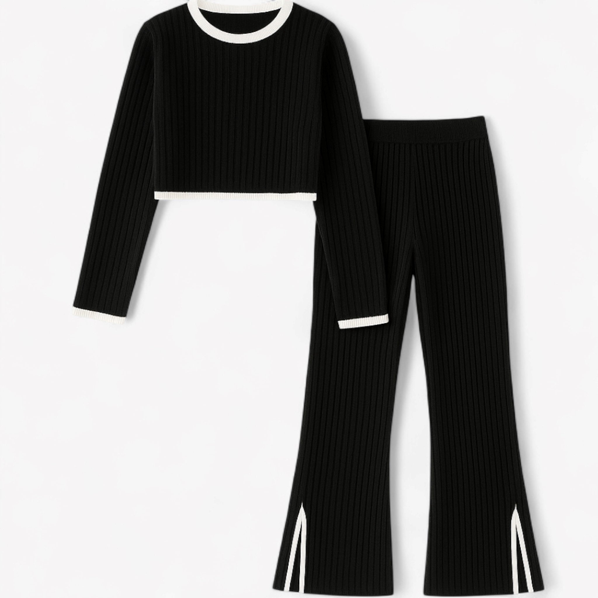 Hannah | 2-piece ribbed lounge set with contrast details