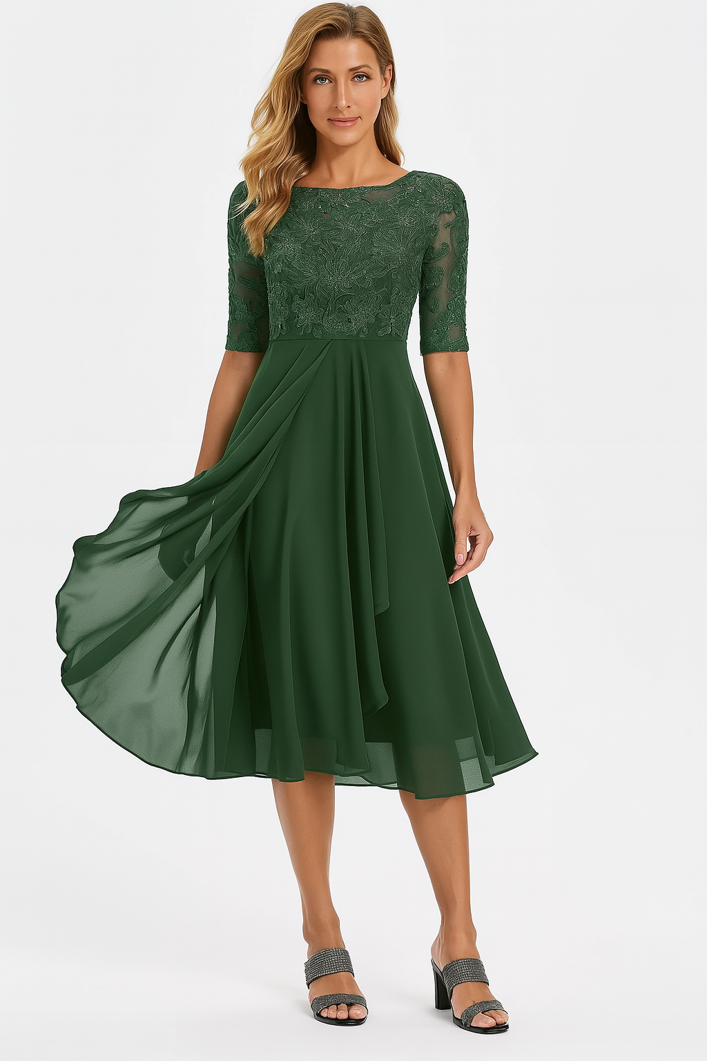 Elegant lace chiffon dress for women | Marielle 2