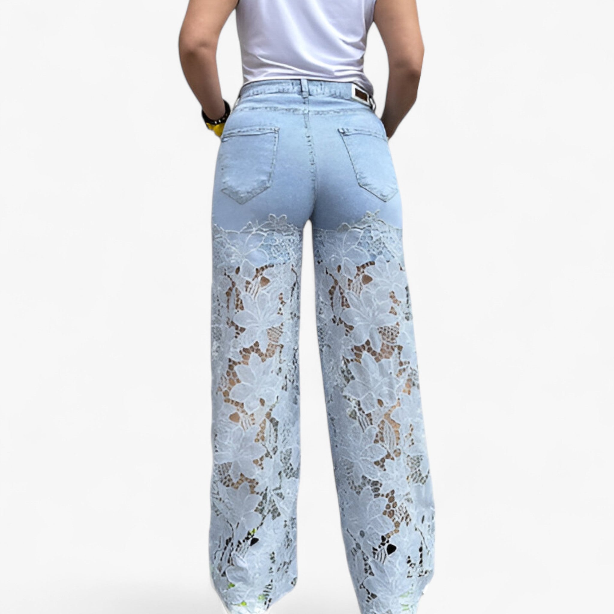 Laura | Women's Denim Jeans with Blonde Patches