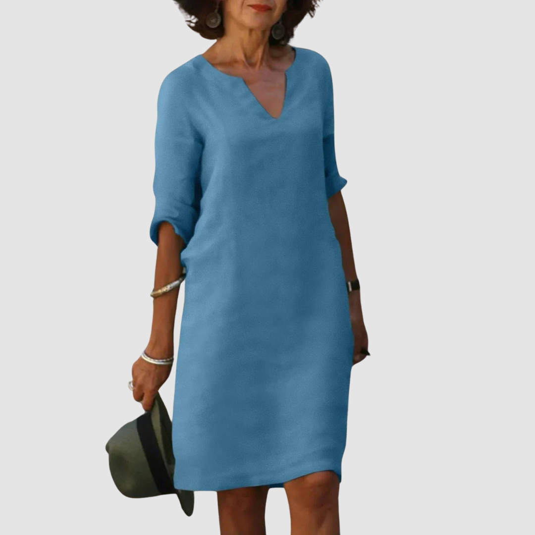 Timeless V-Neck Dress with Elegant Silhouette