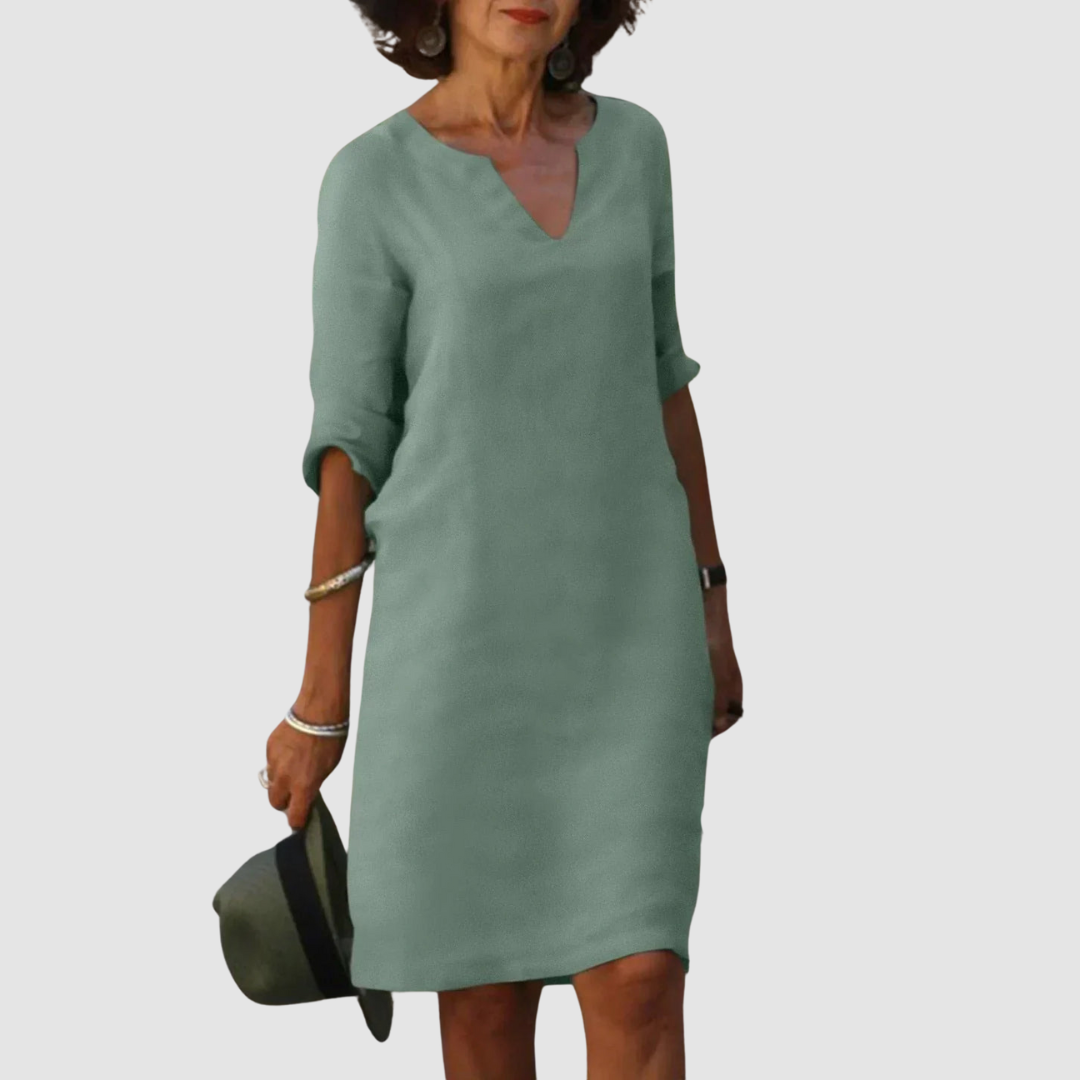 Timeless V-Neck Dress with Elegant Silhouette
