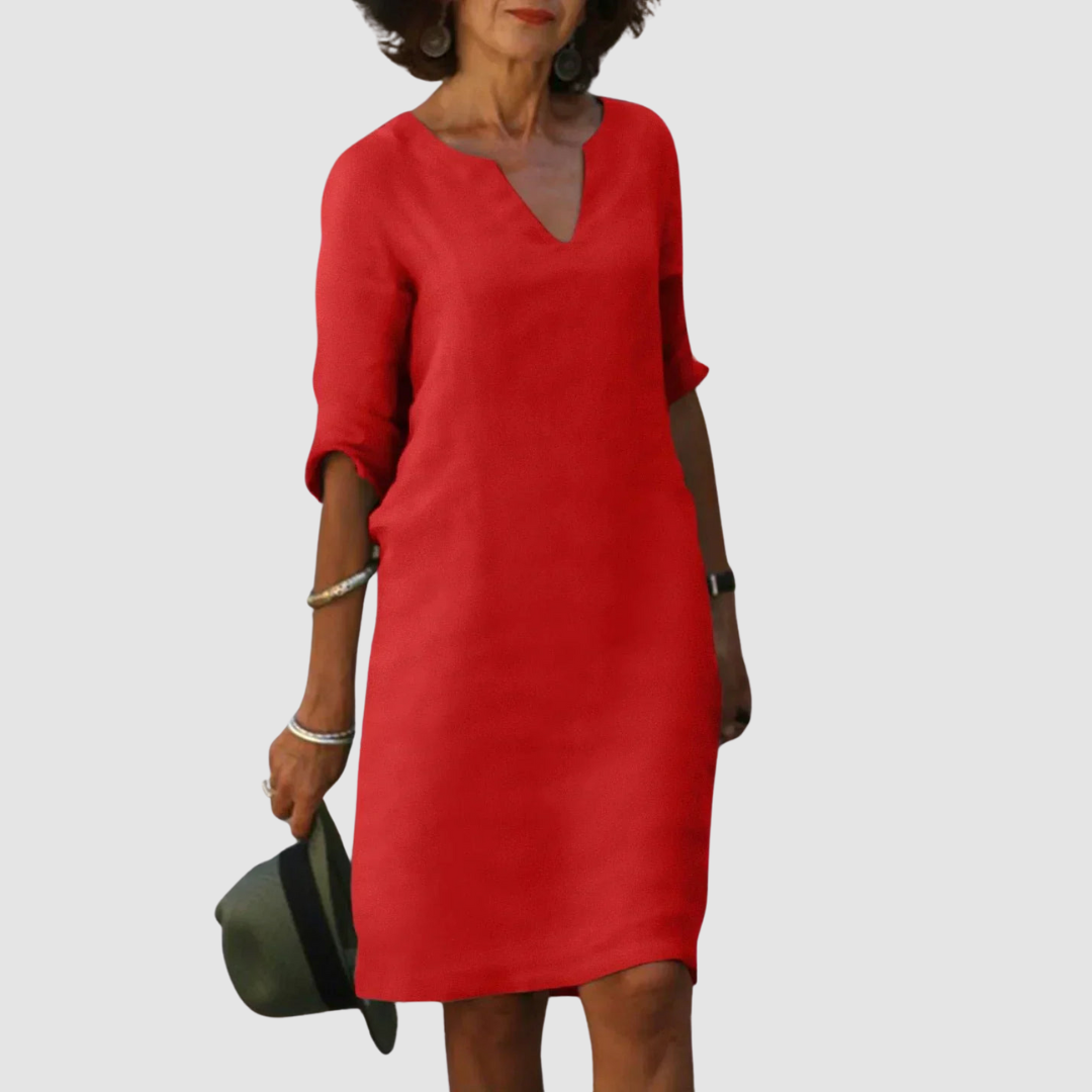 Timeless V-Neck Dress with Elegant Silhouette