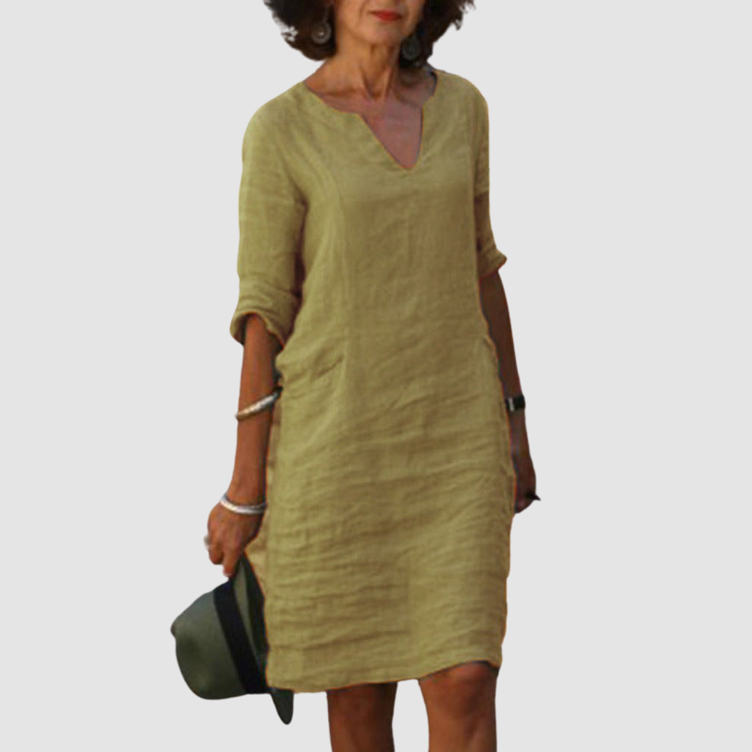Timeless V-Neck Dress with Elegant Silhouette