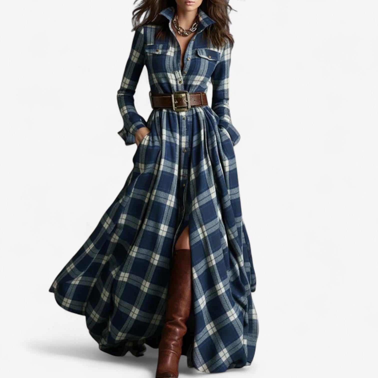 Maxi Dress in a Classic Check Pattern