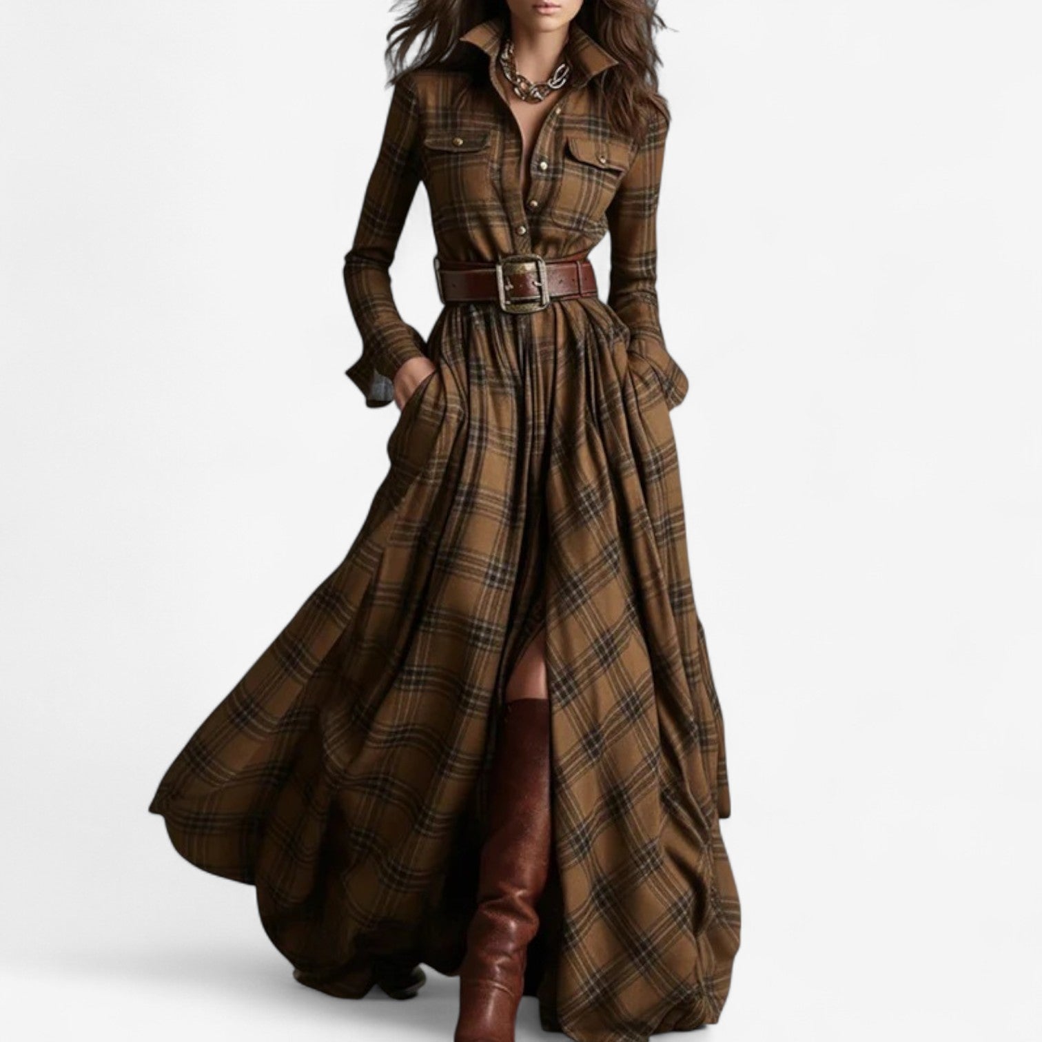 Maxi Dress in a Classic Check Pattern