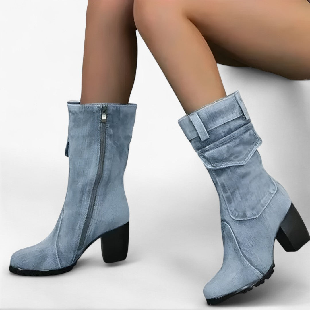 Sierra | Denim cowboy boots with a high heel