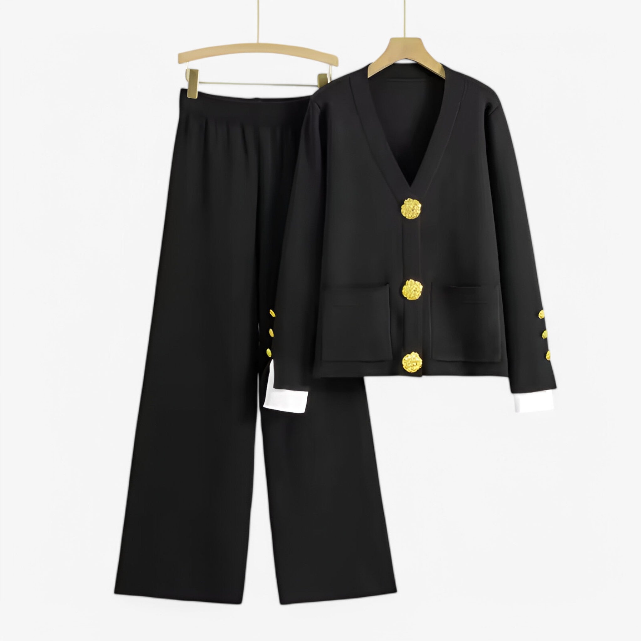 Elena | Knitted two-piece set with cardigan and pants