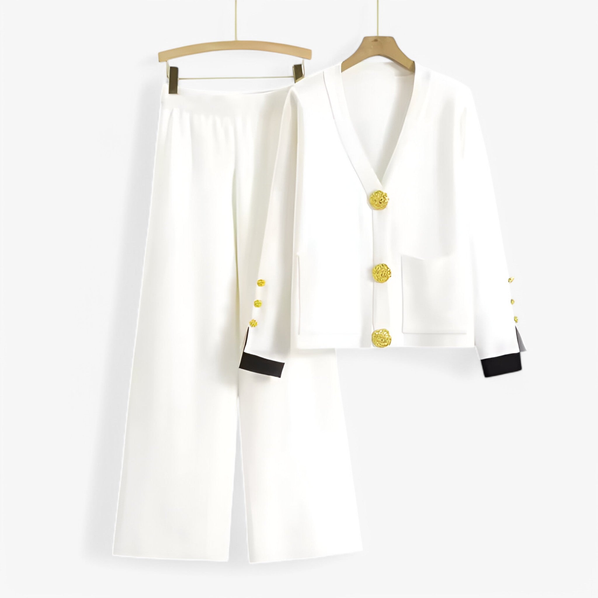 Elena | Knitted two-piece set with cardigan and pants