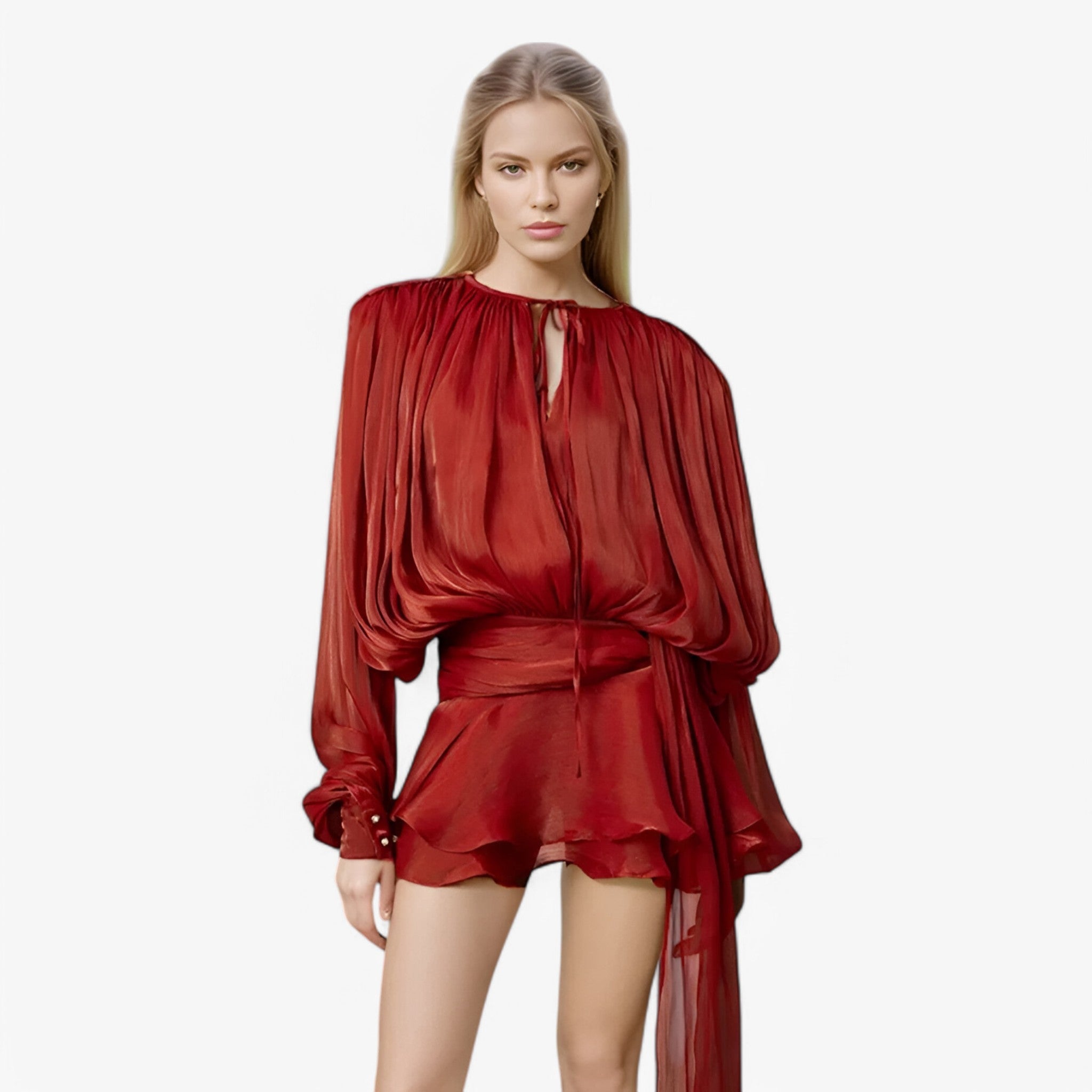 Alessia | Elegant dress with pretty ruffles and lantern sleeves