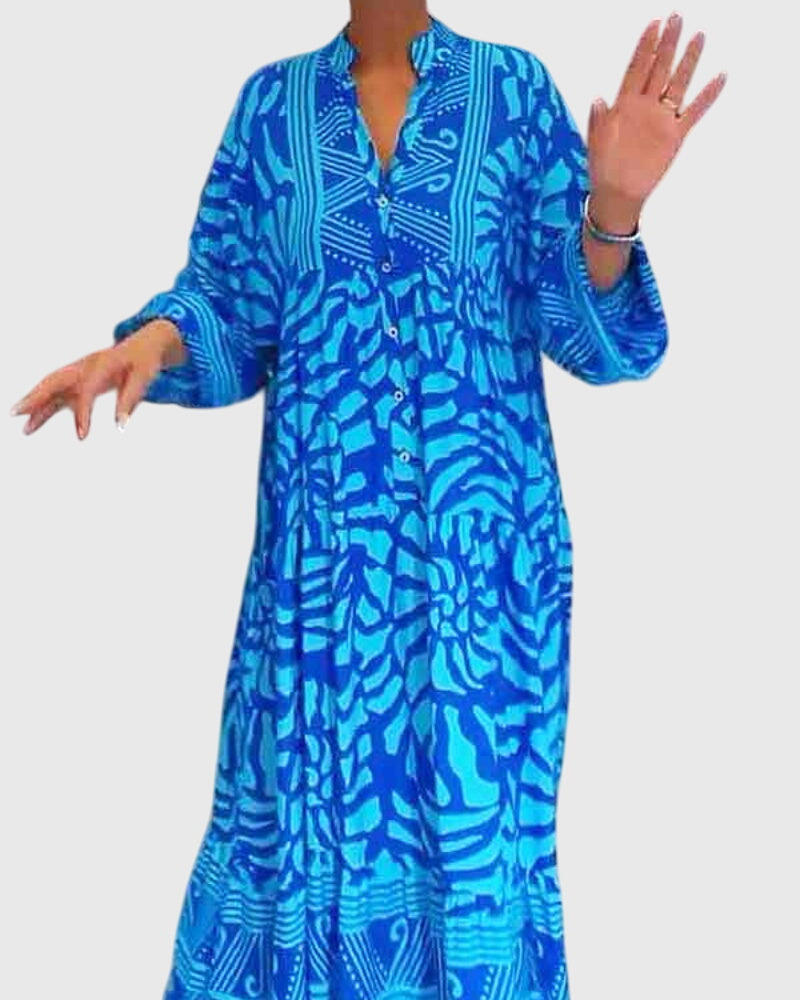 V-Neck Relaxed Fit Maxi Dress – Breathable Fabric & Flattering Silhouette