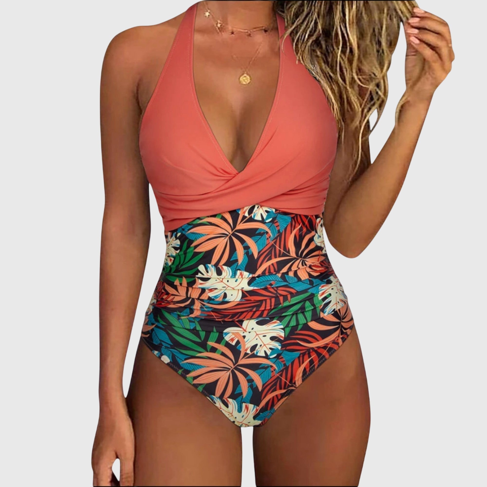 Florence - Elegant V-Neck Women's Swimsuit for a Sleek, Timeless Look