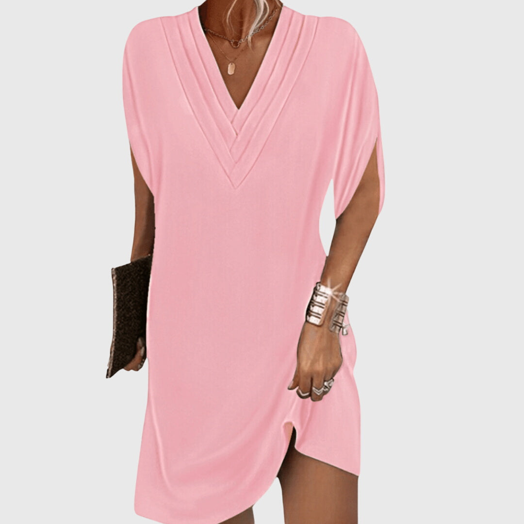 V-Neck Dress – Flattering Silhouette & Waist-Defining Fit