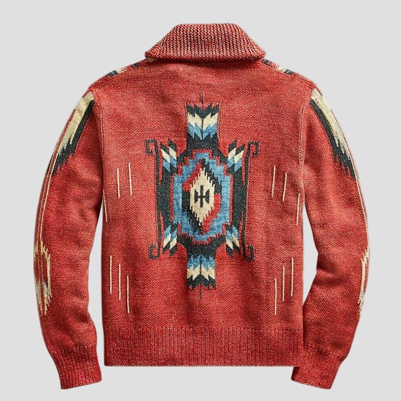 Timeless men Gebreide Adrian Vintage Jacquard Lapel Knit Cardigan Timeless Style, Cozy Comfort Vintage